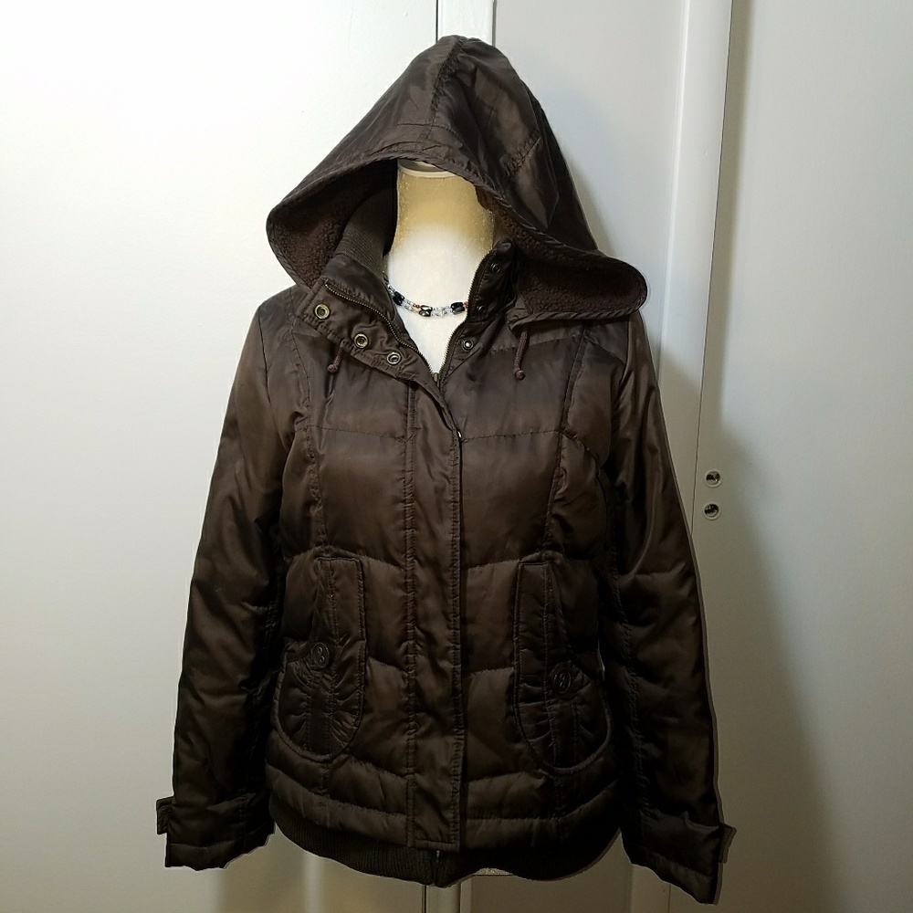 DKNY Active Petite Puffer Jacket w/ Hood - Picture 1 of 8